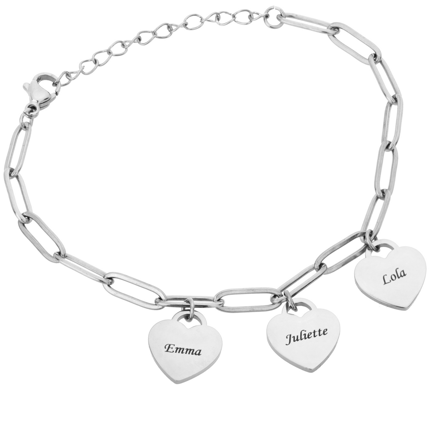 Bracelet Prénom Personnalisé à Cœurs Multiples