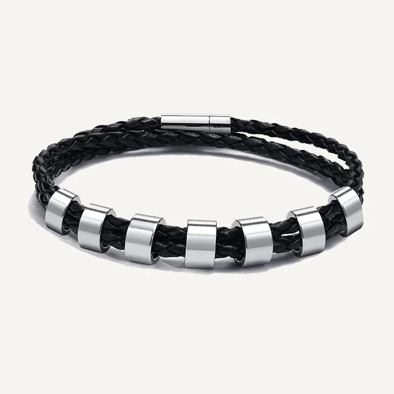 Bracelet en Cuir Tressé Prénoms Personnalisés