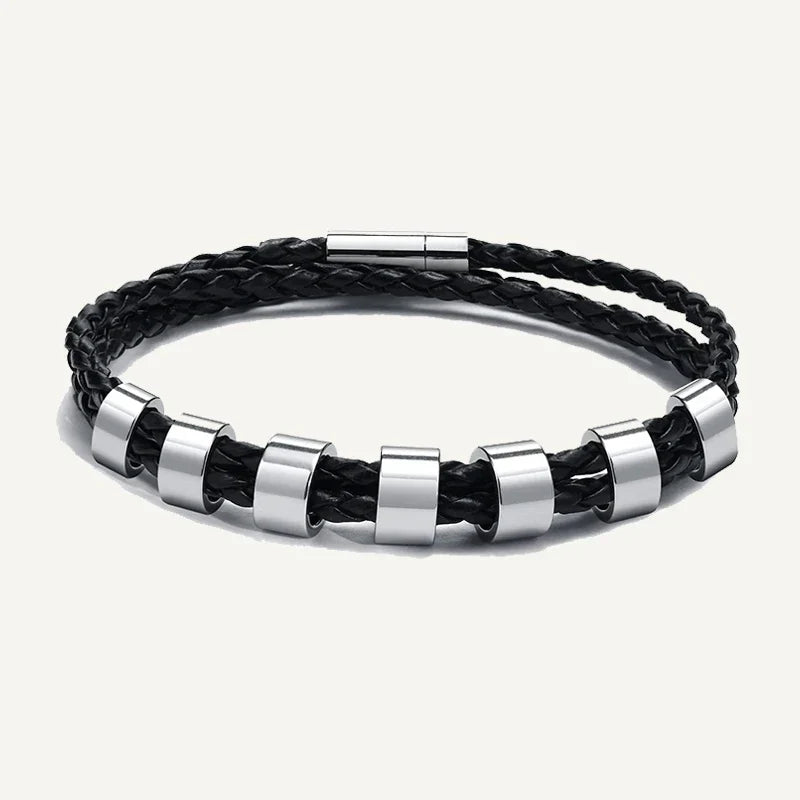 Bracelet en Cuir Tressé Prénoms Personnalisés