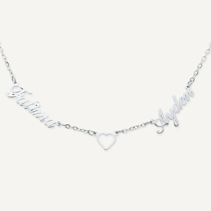 Collier 2 Prénoms Personnalisés avec Cœur