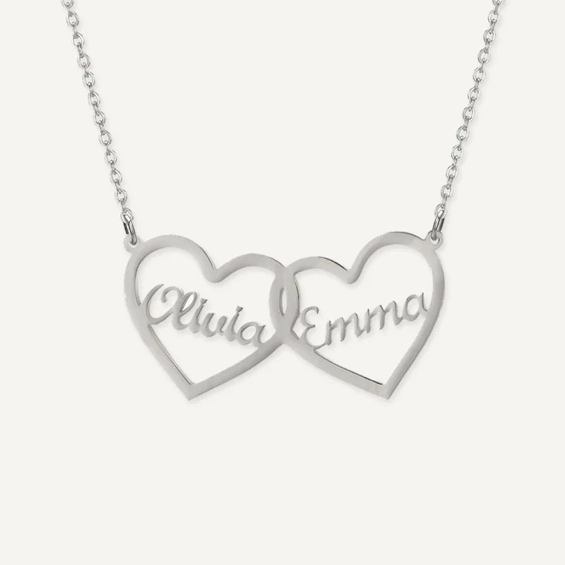 Collier Cœurs Entrelacés 2 Prénoms