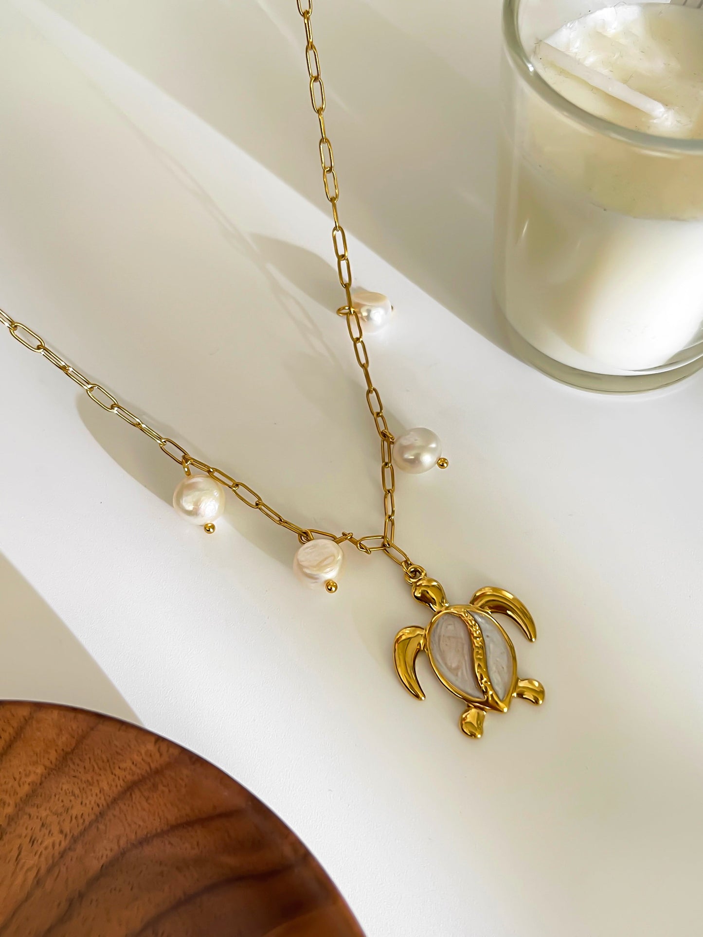 Collier Pendentif Tortue & Perle