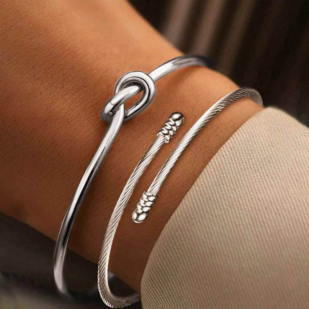 Duo Bracelets Nœud & Câble Doré