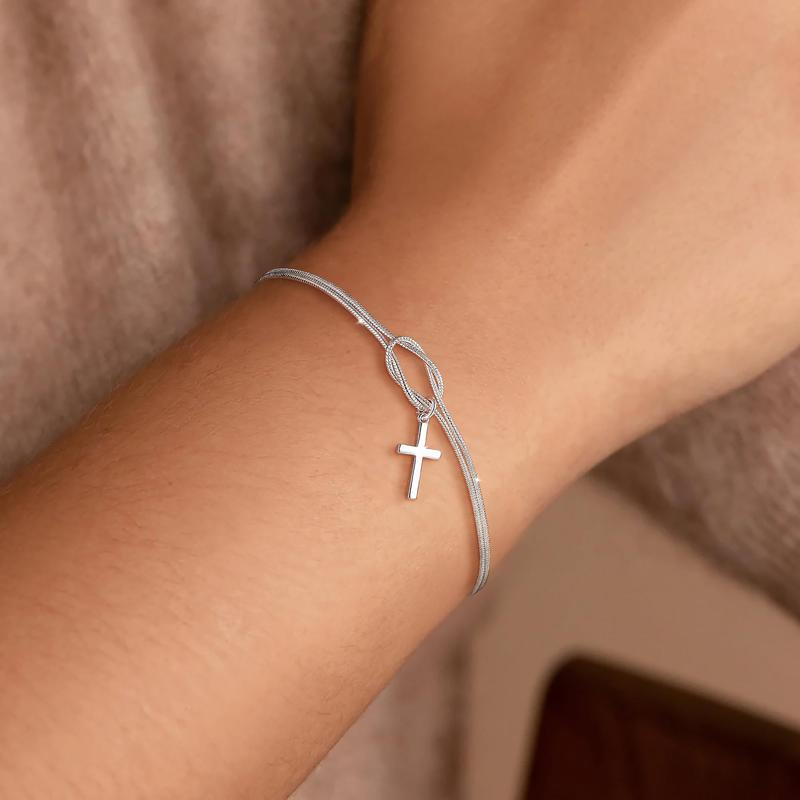 Bracelet Croix & Nœud d'Amour