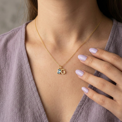 Collier Initiale & Pierre de Naissance