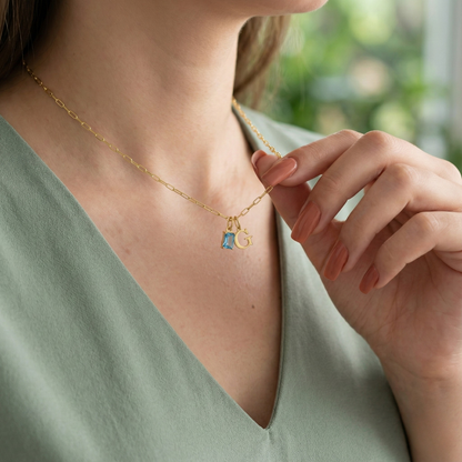 Collier Initiale & Pierre de Naissance