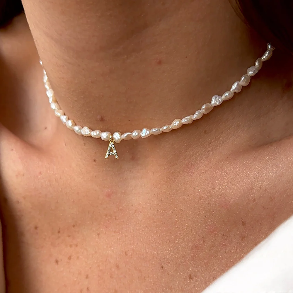 Collier Grain de Riz Initiale