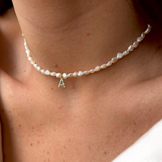 Collier Grain de Riz Initiale