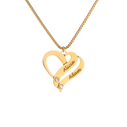 Collier Cœurs Entrelacés avec Pierres Cristal