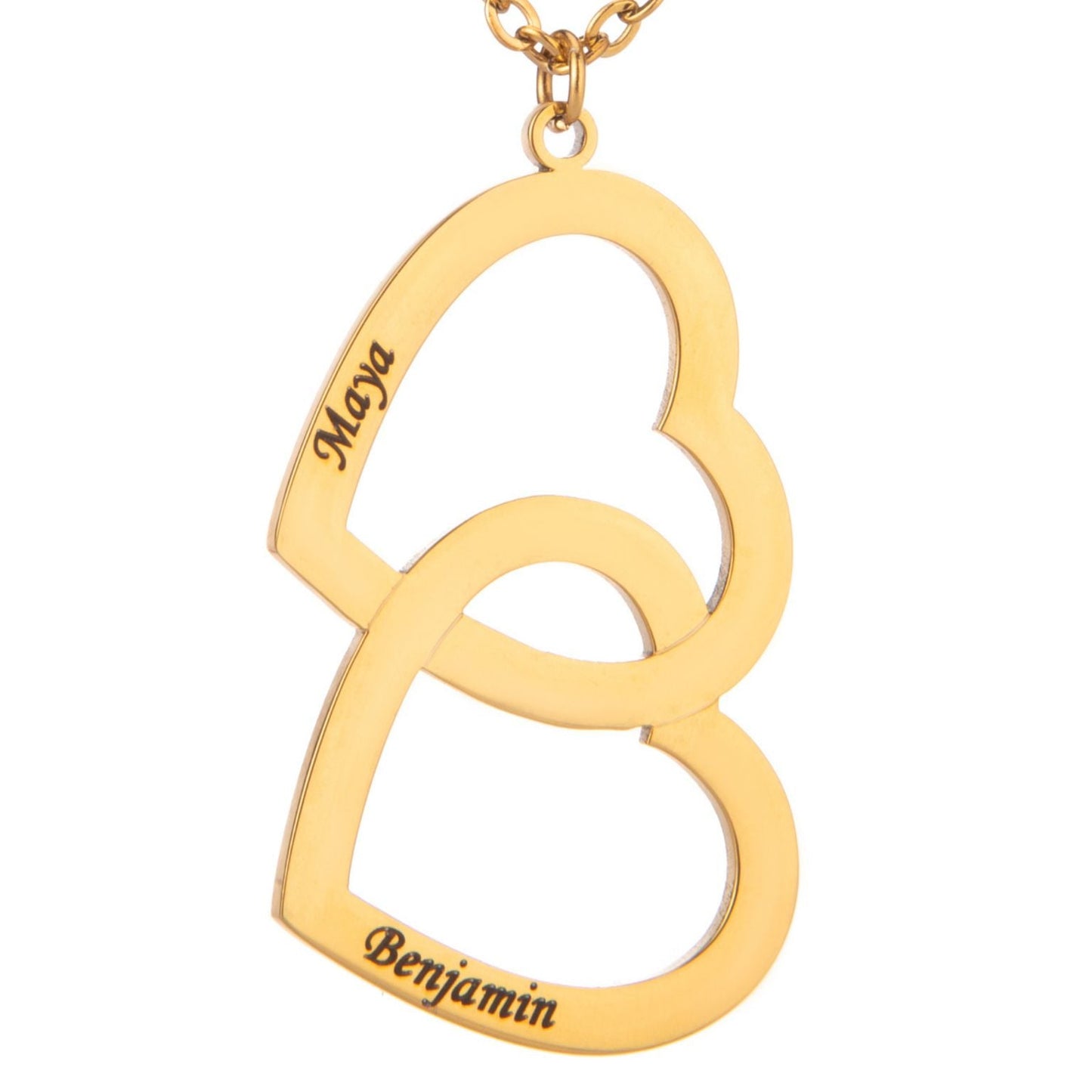 Collier Double Coeur Personnalisé Deux Prénoms