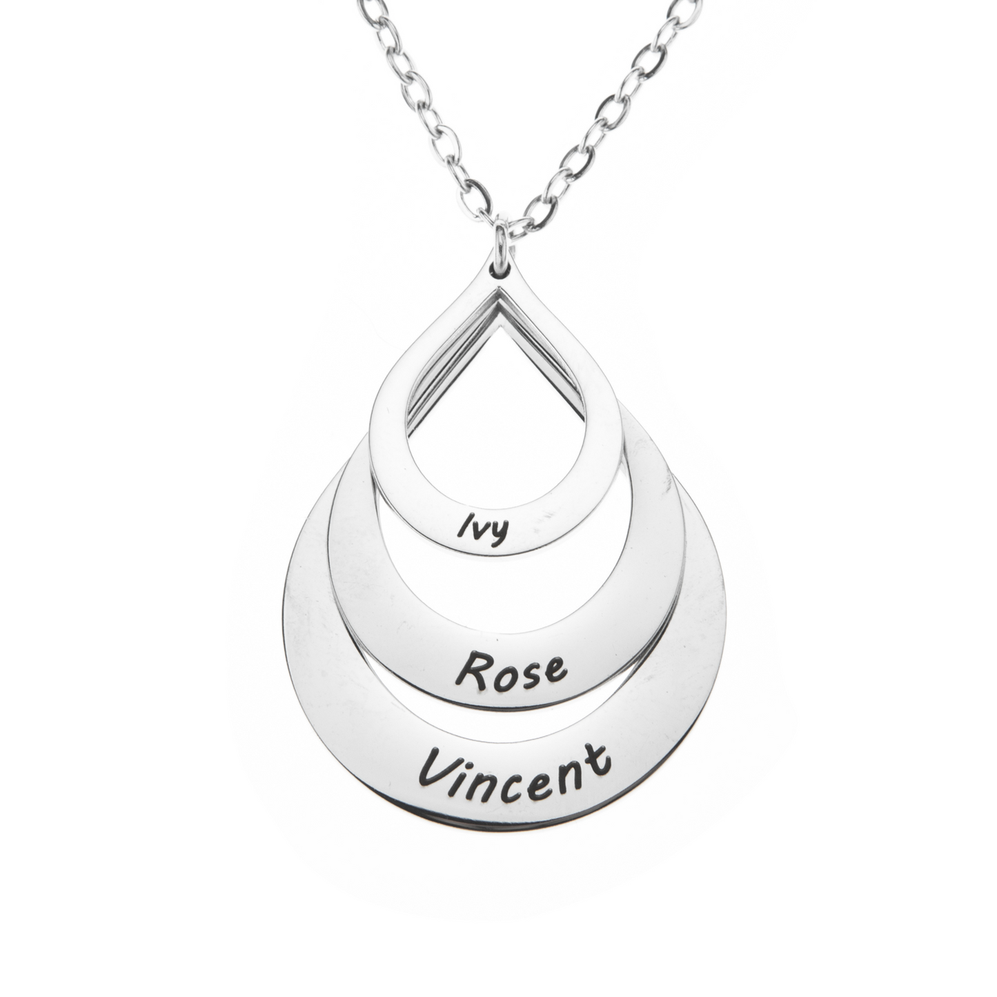 Collier Gouttes Prénoms – Jusqu’à 3 Noms Gravés