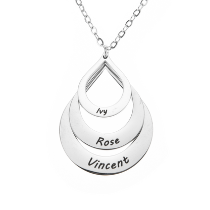 Collier Gouttes Prénoms – Jusqu’à 3 Noms Gravés