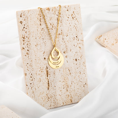 Collier Gouttes Prénoms – Jusqu’à 3 Noms Gravés