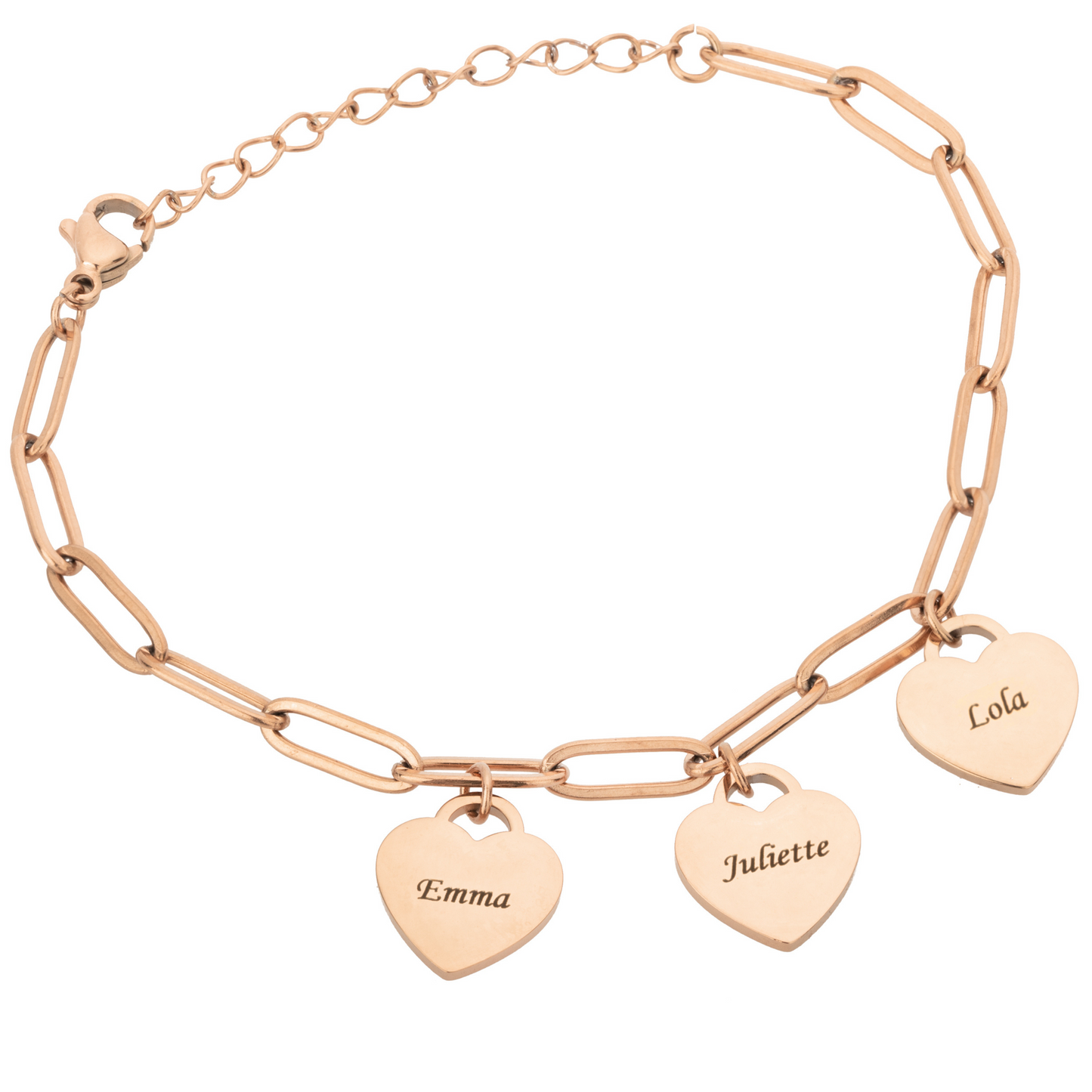 Bracelet Prénom Personnalisé à Cœurs Multiples