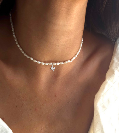 Collier Grain de Riz Initiale