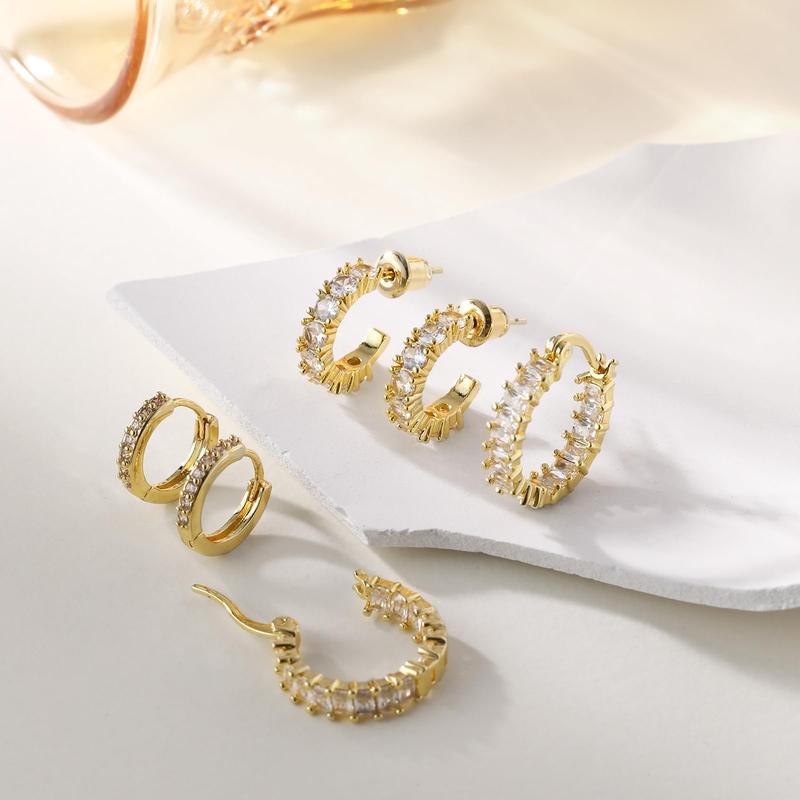 Boucles d'Oreilles Créoles Dorées — Lot de 3
