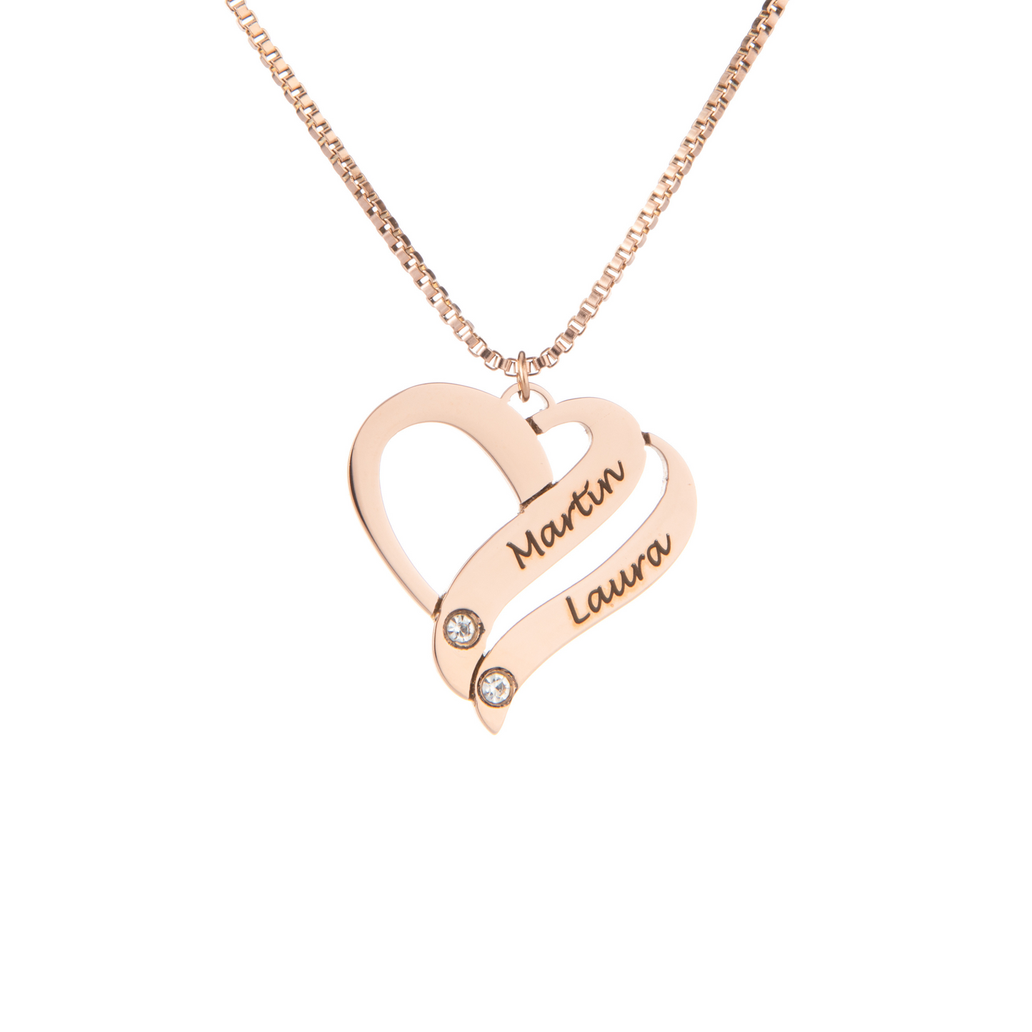 Collier Cœurs Entrelacés avec Pierres Cristal