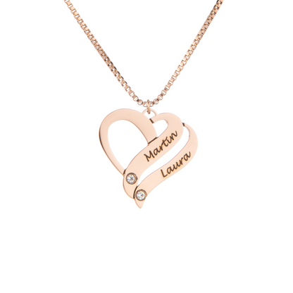 Collier Cœurs Entrelacés avec Pierres Cristal