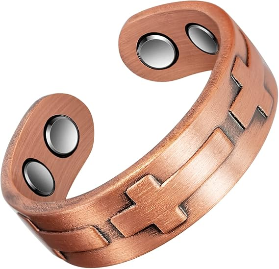 Bague Cuivre Magnétique Croix