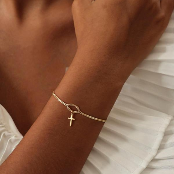 Bracelet Croix & Nœud d'Amour
