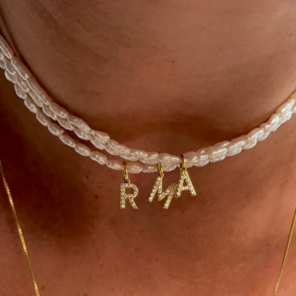 Collier Grain de Riz Initiale