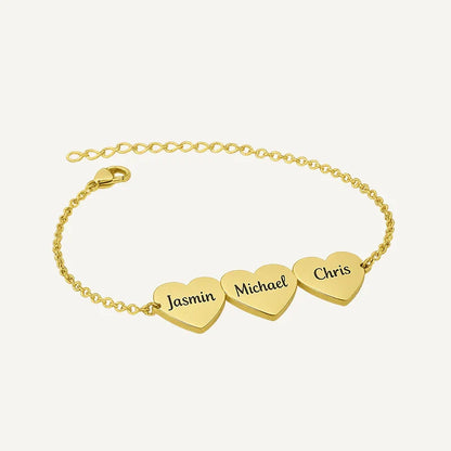 Bracelet Cœurs Prénoms Gravés
