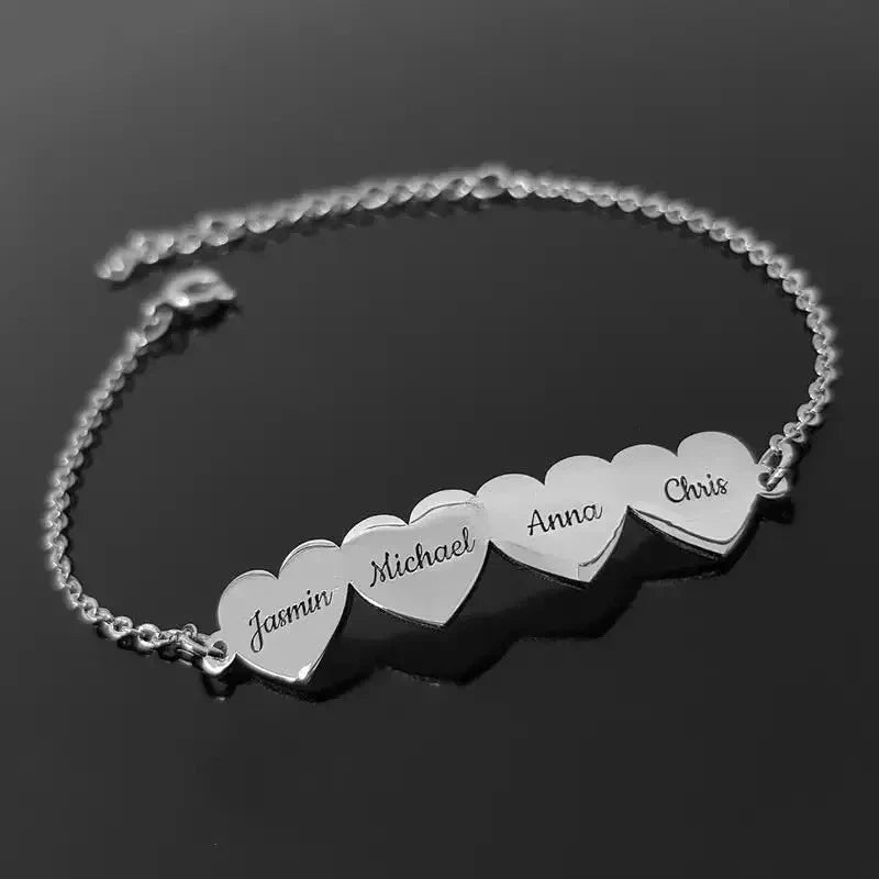 Bracelet Cœurs Prénoms Gravés