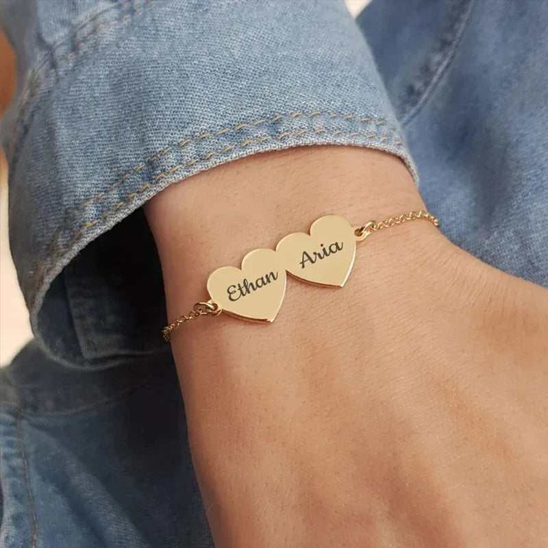 Bracelet Cœurs Prénoms Gravés