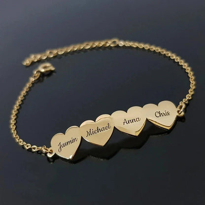 Bracelet Cœurs Prénoms Gravés