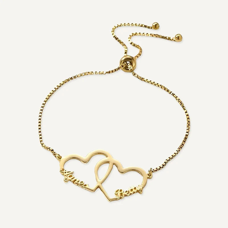 Bracelet Cœurs avec Prénoms Personnalisés