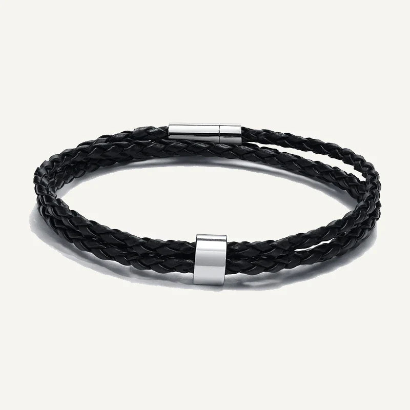 Bracelet en Cuir Tressé Prénoms Personnalisés