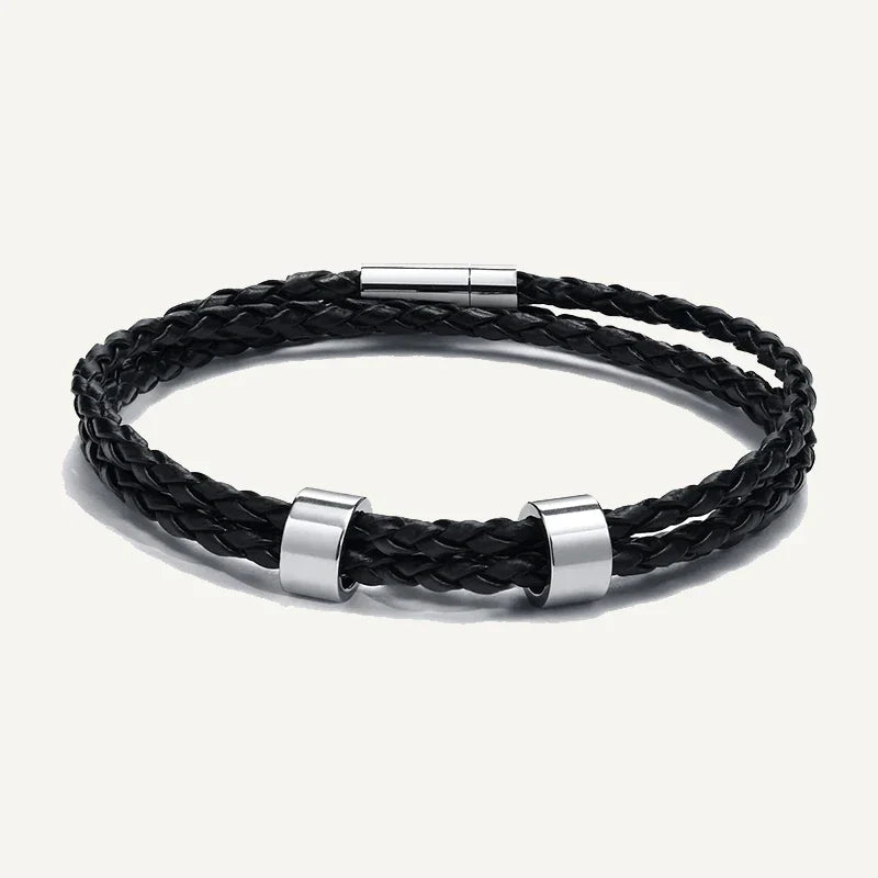 Bracelet en Cuir Tressé Prénoms Personnalisés