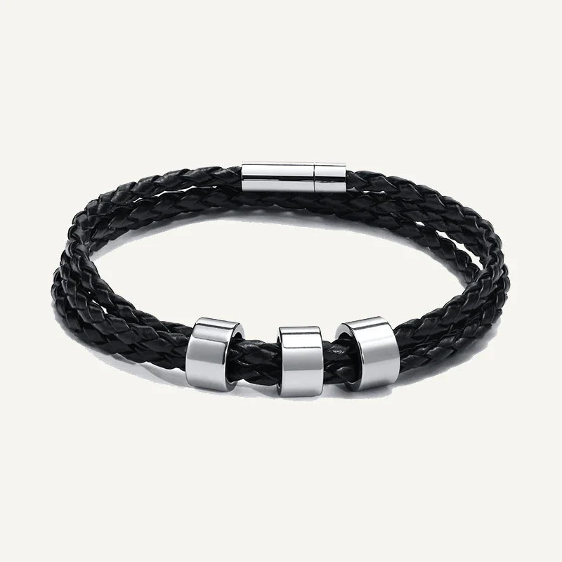 Bracelet en Cuir Tressé Prénoms Personnalisés