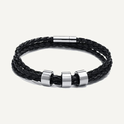 Bracelet en Cuir Tressé Prénoms Personnalisés