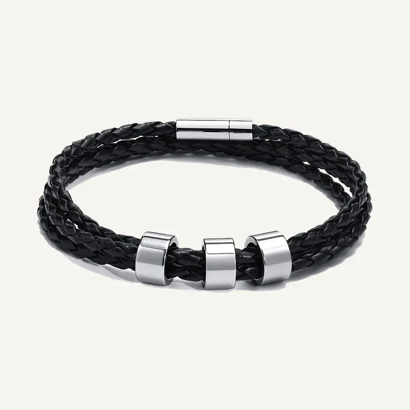 Bracelet en Cuir Tressé Prénoms Personnalisés