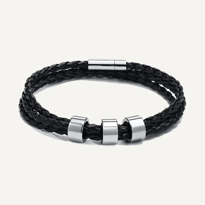 Bracelet en Cuir Tressé Prénoms Personnalisés