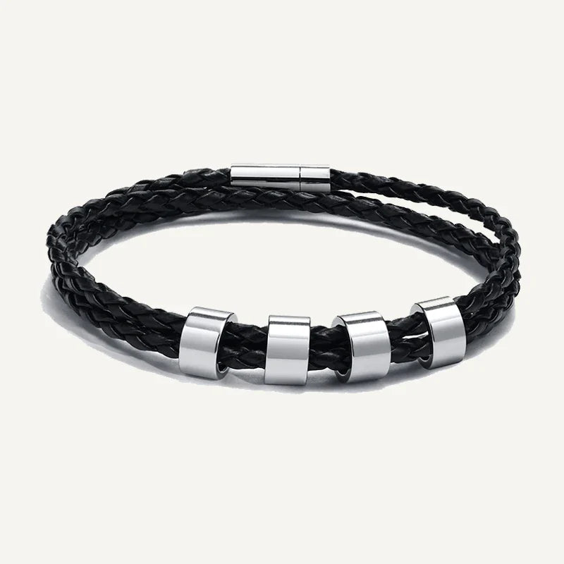 Bracelet en Cuir Tressé Prénoms Personnalisés