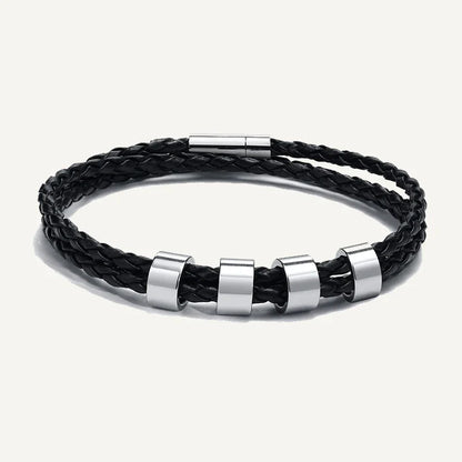 Bracelet en Cuir Tressé Prénoms Personnalisés
