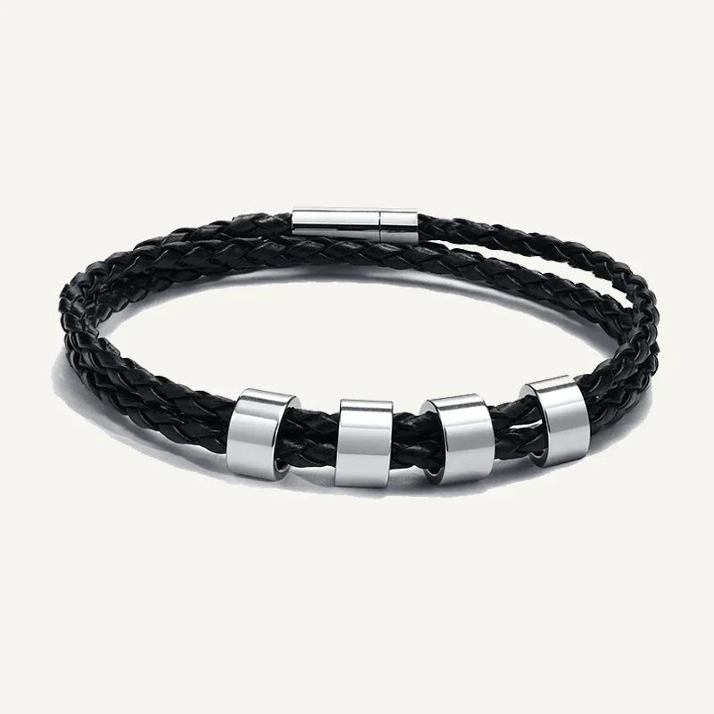 Bracelet en Cuir Tressé Prénoms Personnalisés