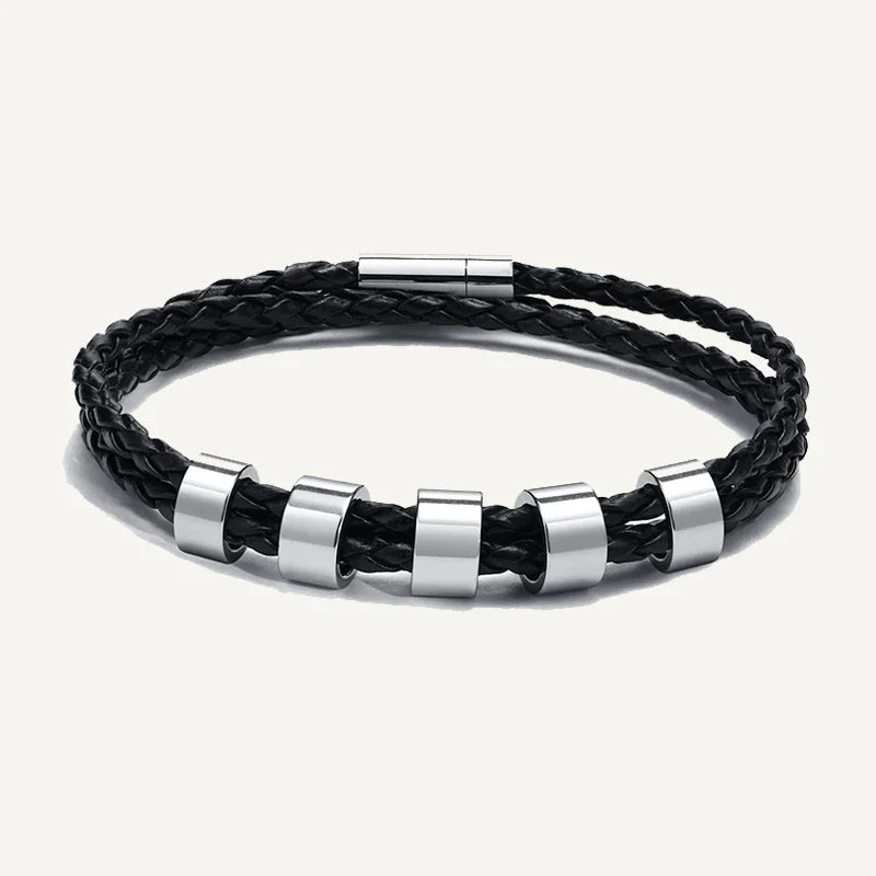 Bracelet en Cuir Tressé Prénoms Personnalisés