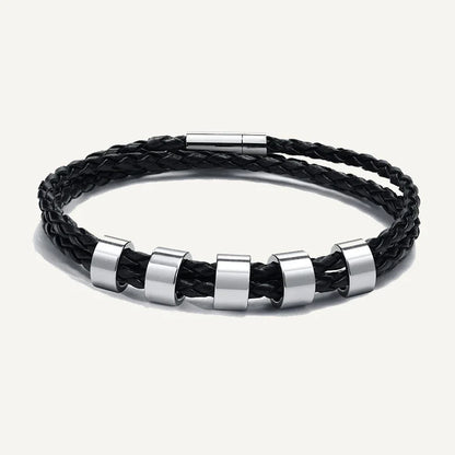 Bracelet en Cuir Tressé Prénoms Personnalisés