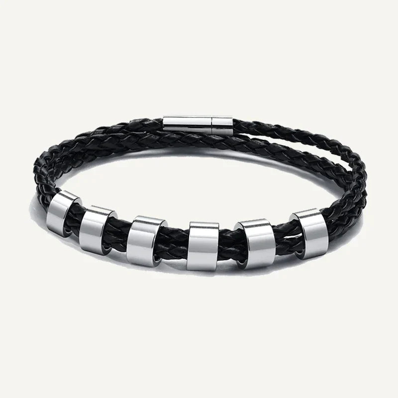 Bracelet en Cuir Tressé Prénoms Personnalisés