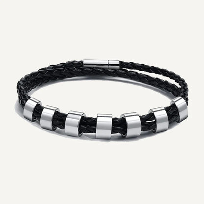 Bracelet en Cuir Tressé Prénoms Personnalisés