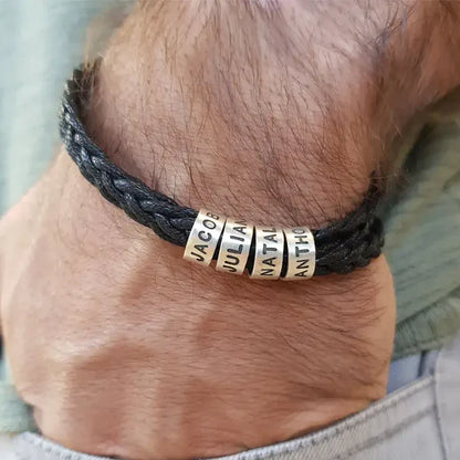 Bracelet en Cuir Tressé Prénoms Personnalisés