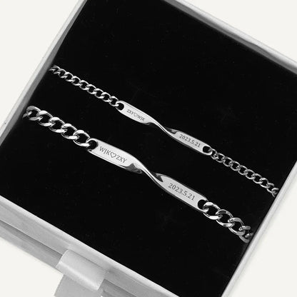Bracelets Couple Personnalisés Prénoms et Date