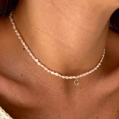 Collier Grain de Riz Initiale