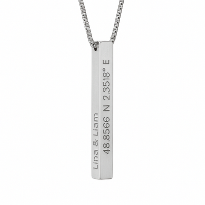 Collier Personnalisé Barre 3D