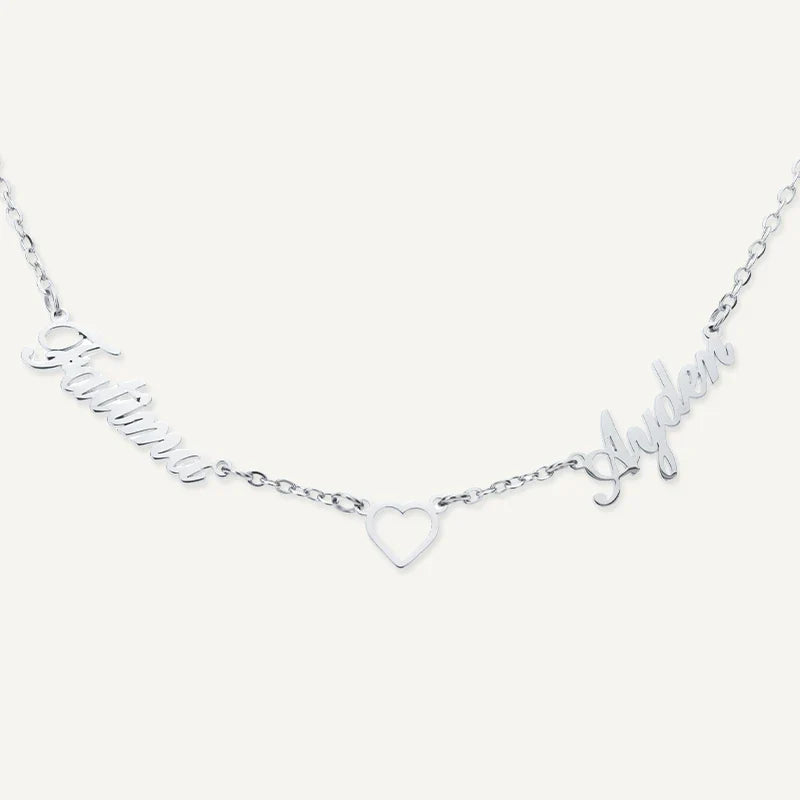Collier 2 Prénoms Personnalisés avec Cœur
