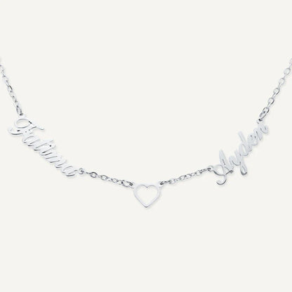 Collier 2 Prénoms Personnalisés avec Cœur