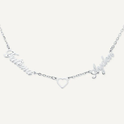 Collier 2 Prénoms Personnalisés avec Cœur